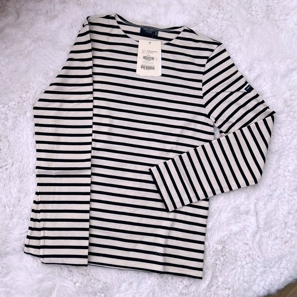 NWT - Saint James Meridien Stripe Unisex T-shirt - Ecru/Marine⚓